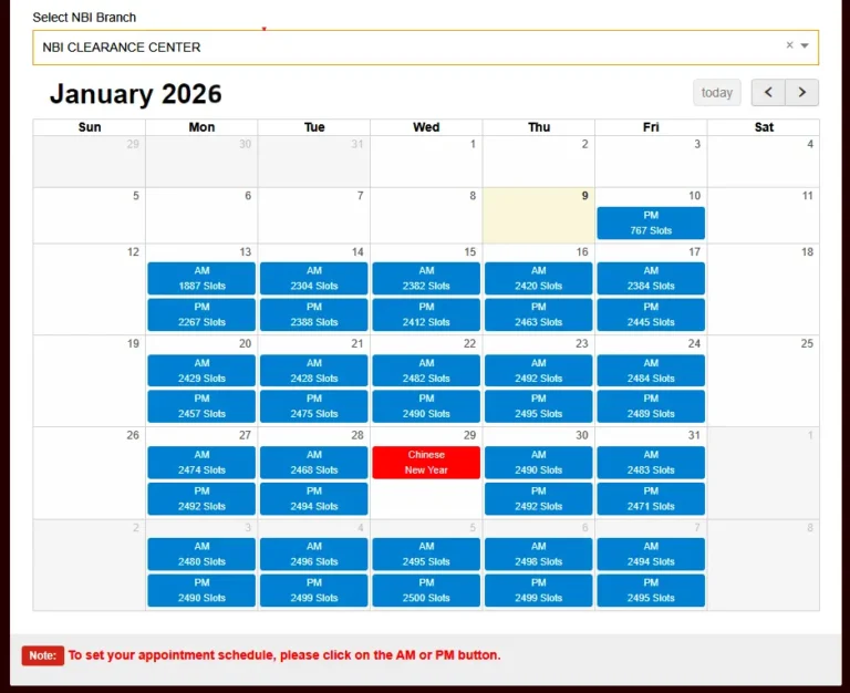 NBI Appointment Online in the Philippines -Complete Guide 2026 5 select a date for NBI branch visit