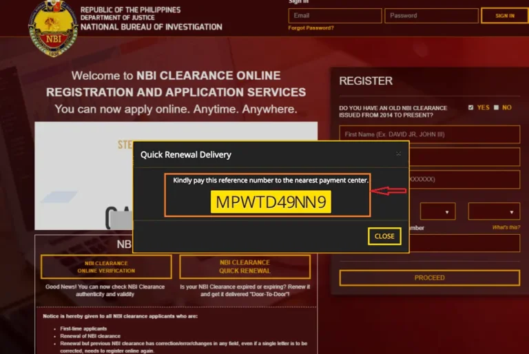 NBI Clearance Renewal Online Application Guide 2026 7 NBI renewal payment reference no.