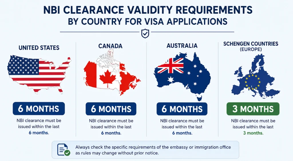 NBI Clearance Validity: How Long Is It Valid? (2026) 3 NBI clearance validity requirements by country for visa applications